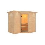 Sauna Sahib 1 : un sauna en épicéa nordique et naturel massif. La conception permet d’économiser l’énergie.