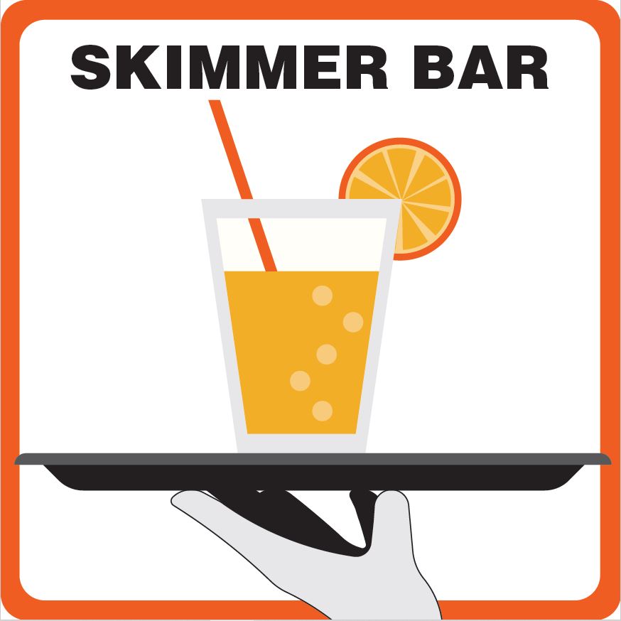 Skimmer bar, permet de recevoir vos collations pendant votre séance de natation et ou de balnéothérapie