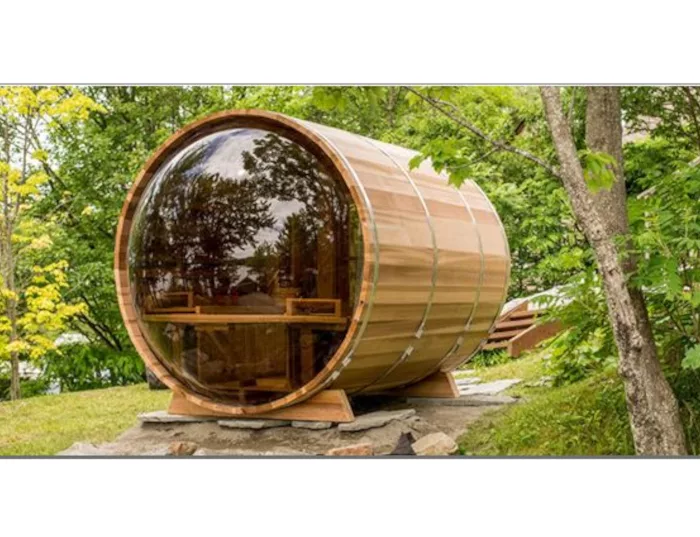 sauna panorama extérieur pour profiter de votre séance de bien-être autour de la nature.